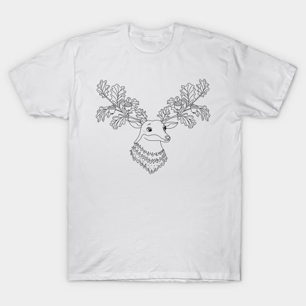 Autumn deer with acorns and leafs T-Shirt by Arch4Design